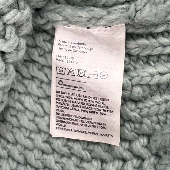 H&M Green Knitted Crop Long Sleeve Turtleneck Sweater Size Small Women’s - Picture 5 of 5